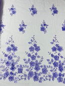 Orquidia 3d floral design embroider with pearls lace 54" Wide| New Creations Fabric & Foam Inc.