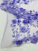 Orquidia 3d floral design embroider with pearls lace 54" Wide| New Creations Fabric & Foam Inc.