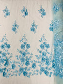 Orquidia 3d floral design embroider with pearls lace 54" Wide| New Creations Fabric & Foam Inc.