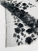 Orquidia 3d floral design embroider with pearls lace 54" Wide| New Creations Fabric & Foam Inc.