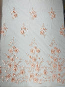Orquidia 3d floral design embroider with pearls lace 54" Wide| New Creations Fabric & Foam Inc.