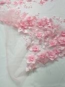 Orquidia 3d floral design embroider with pearls lace 54" Wide| New Creations Fabric & Foam Inc.