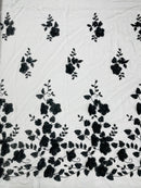 Orquidia 3d floral design embroider with pearls lace 54" Wide| New Creations Fabric & Foam Inc.