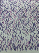 JEWEL VINE BEADED LACE ON MESH FABRIC (By The Yard) - New Creations Fabric & Foam Inc