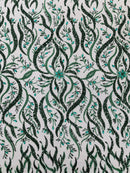 JEWEL VINE BEADED LACE ON MESH FABRIC (By The Yard) - New Creations Fabric & Foam Inc