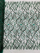 JEWEL VINE BEADED LACE ON MESH FABRIC (By The Yard) - New Creations Fabric & Foam Inc