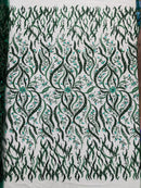 JEWEL VINE BEADED LACE ON MESH FABRIC (By The Yard) - New Creations Fabric & Foam Inc