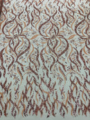 JEWEL VINE BEADED LACE ON MESH FABRIC (By The Yard) - New Creations Fabric & Foam Inc