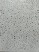 JEWEL VINE BEADED LACE ON MESH FABRIC (By The Yard) - New Creations Fabric & Foam Inc