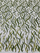 JEWEL VINE BEADED LACE ON MESH FABRIC (By The Yard) - New Creations Fabric & Foam Inc