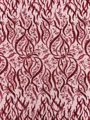 JEWEL VINE BEADED LACE ON MESH FABRIC (By The Yard) - New Creations Fabric & Foam Inc