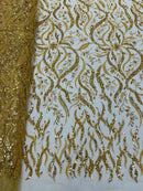 JEWEL VINE BEADED LACE ON MESH FABRIC (By The Yard) - New Creations Fabric & Foam Inc