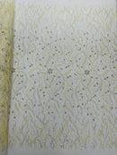 JEWEL VINE BEADED LACE ON MESH FABRIC (By The Yard) - New Creations Fabric & Foam Inc