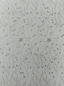 JEWEL VINE BEADED LACE ON MESH FABRIC (By The Yard) - New Creations Fabric & Foam Inc