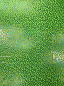 Leopard oil spill metallic print on a stretch nylon spandex| New Creations Fabric & Foam Inc. - New Creations Fabric & Foam Inc