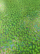 Leopard oil spill metallic print on a stretch nylon spandex| New Creations Fabric & Foam Inc. - New Creations Fabric & Foam Inc