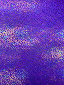 Leopard oil spill metallic print on a stretch nylon spandex| New Creations Fabric & Foam Inc. - New Creations Fabric & Foam Inc