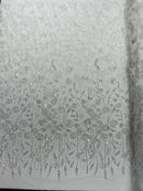 Luxury 3D Floral/Butterfly Beaded lace 54” Wide| New Creations Fabric & Foam Inc. - New Creations Fabric & Foam Inc