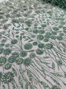 Luxury 3D Floral/Butterfly Beaded lace 54” Wide| New Creations Fabric & Foam Inc. - New Creations Fabric & Foam Inc
