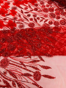 Luxury 3D Floral/Butterfly Beaded lace 54” Wide| New Creations Fabric & Foam Inc. - New Creations Fabric & Foam Inc