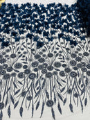 Luxury 3D Floral/Butterfly Beaded lace 54” Wide| New Creations Fabric & Foam Inc. - New Creations Fabric & Foam Inc