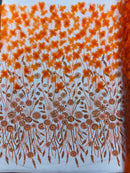 Luxury 3D Floral/Butterfly Beaded lace 54” Wide| New Creations Fabric & Foam Inc. - New Creations Fabric & Foam Inc