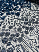 Luxury 3D Floral/Butterfly Beaded lace 54” Wide| New Creations Fabric & Foam Inc. - New Creations Fabric & Foam Inc