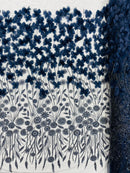 Luxury 3D Floral/Butterfly Beaded lace 54” Wide| New Creations Fabric & Foam Inc. - New Creations Fabric & Foam Inc