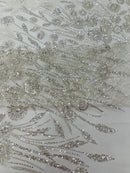 Luxury 3D Floral/Butterfly Beaded lace 54” Wide| New Creations Fabric & Foam Inc. - New Creations Fabric & Foam Inc