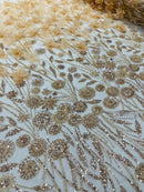 Luxury 3D Floral/Butterfly Beaded lace 54” Wide| New Creations Fabric & Foam Inc. - New Creations Fabric & Foam Inc