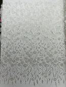 Luxury 3D Floral/Butterfly Beaded lace 54” Wide| New Creations Fabric & Foam Inc. - New Creations Fabric & Foam Inc