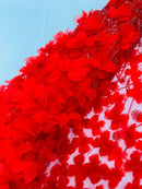 Luxury 3D Floral/Butterfly Beaded lace 54” Wide| New Creations Fabric & Foam Inc. - New Creations Fabric & Foam Inc