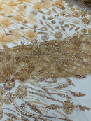 Luxury 3D Floral/Butterfly Beaded lace 54” Wide| New Creations Fabric & Foam Inc. - New Creations Fabric & Foam Inc