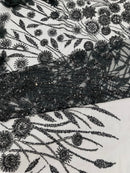 Luxury 3D Floral/Butterfly Beaded lace 54” Wide| New Creations Fabric & Foam Inc. - New Creations Fabric & Foam Inc