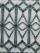 Luxury Bridal Fabric with Geometric Beading on a mesh 54” Wide| New Creations Fabric & Foam Inc. - New Creations Fabric & Foam Inc