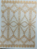 Luxury Bridal Fabric with Geometric Beading on a mesh 54” Wide| New Creations Fabric & Foam Inc. - New Creations Fabric & Foam Inc
