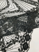 Luxury Bridal Fabric with Geometric Beading on a mesh 54” Wide| New Creations Fabric & Foam Inc. - New Creations Fabric & Foam Inc