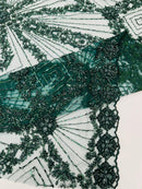 Luxury Bridal Fabric with Geometric Beading on a mesh 54” Wide| New Creations Fabric & Foam Inc. - New Creations Fabric & Foam Inc