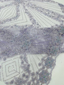 Luxury Bridal Fabric with Geometric Beading on a mesh 54” Wide| New Creations Fabric & Foam Inc. - New Creations Fabric & Foam Inc