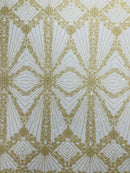 Luxury Bridal Fabric with Geometric Beading on a mesh 54” Wide| New Creations Fabric & Foam Inc. - New Creations Fabric & Foam Inc