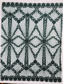 Luxury Bridal Fabric with Geometric Beading on a mesh 54” Wide| New Creations Fabric & Foam Inc. - New Creations Fabric & Foam Inc