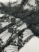 Luxury Bridal Fabric with Geometric Beading on a mesh 54” Wide| New Creations Fabric & Foam Inc. - New Creations Fabric & Foam Inc