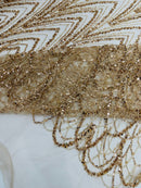 Luxury Chain Geometric Beaded Lace 54” Wide| New Creations Fabric & Foam Inc. - New Creations Fabric & Foam Inc