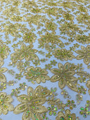 Metallic floral lace design embroidered 54" Wide | New Creations Fabric & Foam Inc. - New Creations Fabric & Foam Inc