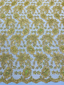 Metallic floral lace design embroidered 54" Wide | New Creations Fabric & Foam Inc. - New Creations Fabric & Foam Inc