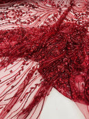 Modern Luxury Beaded Fabric Embroidered on a Mesh Lace 54” Wide| New Creations Fabric & Foam Inc. - New Creations Fabric & Foam Inc