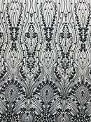 Modern Luxury Beaded Fabric Embroidered on a Mesh Lace 54” Wide| New Creations Fabric & Foam Inc. - New Creations Fabric & Foam Inc