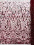 Modern Luxury Beaded Fabric Embroidered on a Mesh Lace 54” Wide| New Creations Fabric & Foam Inc. - New Creations Fabric & Foam Inc
