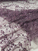 Modern Luxury Beaded Fabric Embroidered on a Mesh Lace 54” Wide| New Creations Fabric & Foam Inc. - New Creations Fabric & Foam Inc