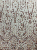 Modern Luxury Beaded Fabric Embroidered on a Mesh Lace 54” Wide| New Creations Fabric & Foam Inc. - New Creations Fabric & Foam Inc